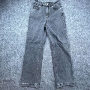 Ettelo Denim Collection Jeans Women 6 Grey Straight High Rise Wide Baggy Minimal